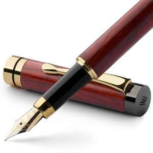 Wordsworth & Black Fountain Pen Set, Luxury Bamboo Wood - Extra Fine Nib, Gift Case; Includes 6 Ink Cartridges, Ink Refill Converter -Journaling, Calligraphy; Drawing, Smooth Writing