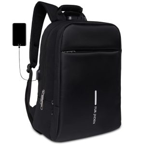 FUR JADEN Anti Theft Number Lock Backpack Bag with 15.6 Inch Laptop Compartment, USB Charging Port & Organizer Pocket for Men