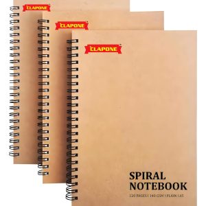 3 Pcs A5 Spiral Notebook with Natural White 120 Plain Page 140