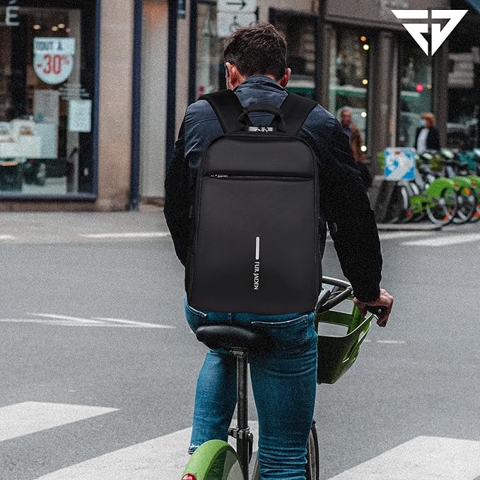 FUR JADEN Anti Theft Number Lock Backpack Bag with 15.6 Inch Laptop Compartment, USB Charging Port & Organizer Pocket for Men - Image 3
